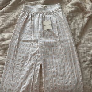 Mara Hoffman Swim White Cream and Tan Wide Leg Crop Pants M